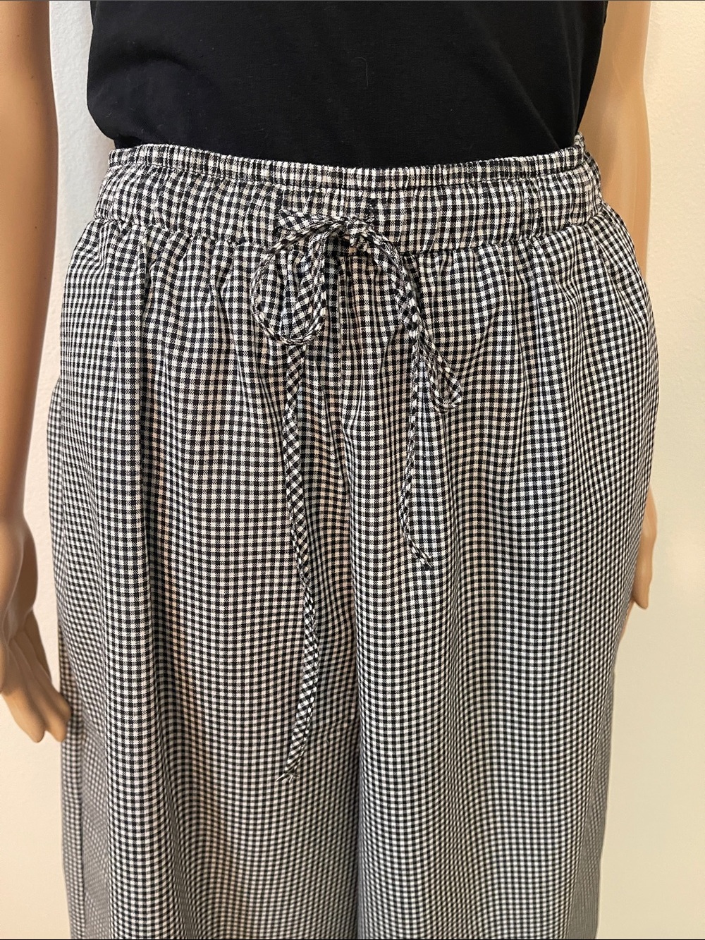 NWOT Wide-Leg B&W Checked Pants w/Pockets - Picture 7 of 16